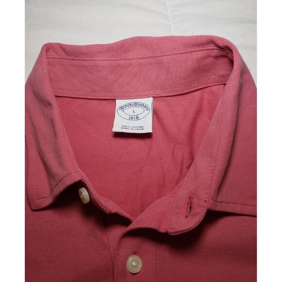 Brooks Brothers 1818 Mens Polo Cotton Pink Shirt Navy Sheep Logo Golf Large - Picture 5 of 5